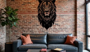 thumb Tribal Kaplan Kafası Lazer Kesim Metal Tablo