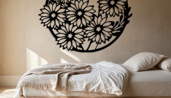 thumb Halka içinde Papatyalar Lazer Kesim Metal Tablo