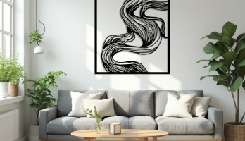 thumb Duman Görünümlü Çizgiler Lazer Kesim Metal Tablo