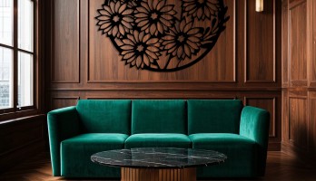 thumb Halka içinde Papatyalar Lazer Kesim Metal Tablo