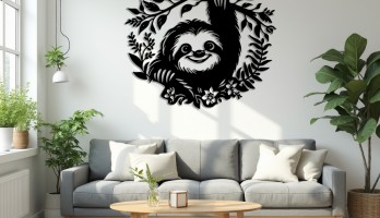 thumb Çelenk içinde Tembel Hayvan Metal Tablo