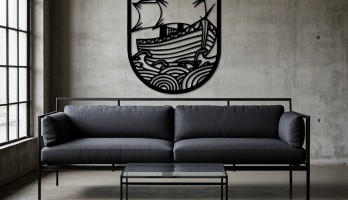 Elips Yelkenli Gemi Lazer Kesim Metal Tablo