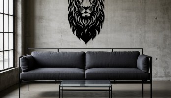 thumb Tribal Kaplan Kafası Lazer Kesim Metal Tablo