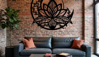 thumb Hilal üzerinde Lotus Çiçeği Metal Tablo