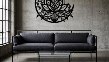 thumb Hilal üzerinde Lotus Çiçeği Metal Tablo