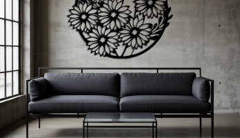 thumb Halka içinde Papatyalar Lazer Kesim Metal Tablo