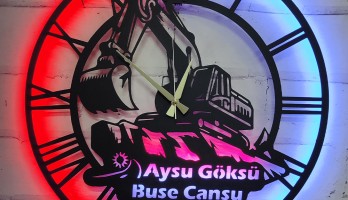 thumb Ekskavatör Yapı İnşaat Lazer Kesim Metal Saat