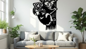 thumb Koala ve Yavrusu Lazer Kesim Metal Tablo