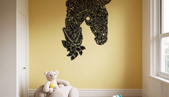 thumb Desenli At Kafası Lazer Kesim Metal Tablo