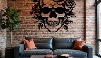 thumb Kuru Kafa ve Güller Lazer Kesim Metal Tablo