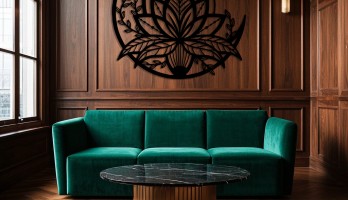 thumb Hilal üzerinde Lotus Çiçeği Metal Tablo