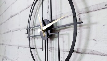 thumb Çizgisel Modern Yuvarlak Lazer Kesim Metal Duvar Saati