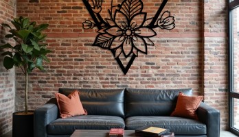 thumb Üçgen İçinde Lotus Lazer Kesim Metal Tablo