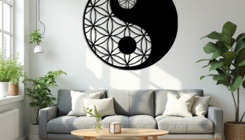 thumb Ying Yang Çizgi Desenli Lazer Kesim Metal Tablo