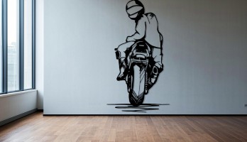 thumb Geriye bakan Motorcu Metal Tablo