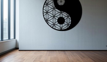 thumb Ying Yang Çizgi Desenli Lazer Kesim Metal Tablo