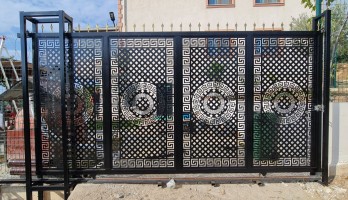 thumb Bağ Evi Sık Desenli Lazer Kesim Ferforje Kayar Kapı