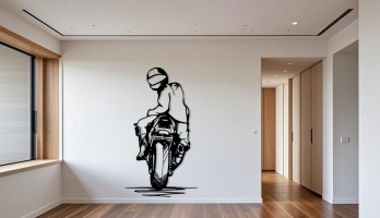 thumb Geriye bakan Motorcu Metal Tablo