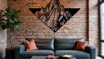 thumb Üçgen içinde Dağ Lazer Kesim Metal Tablo