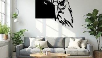 thumb Siyah Beyaz Kartal Kafası Metal Tablo