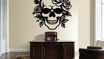 thumb Kuru Kafa ve Güller Lazer Kesim Metal Tablo