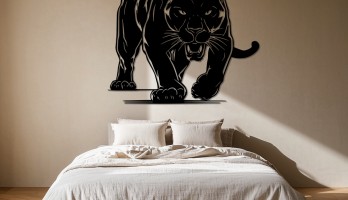 Kara Panter Lazer Kesim Metal Tablo