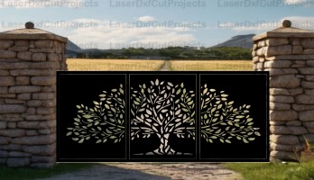 thumb 3 Parça Agaç Desenli Lazer Kesim Ferforje Kapı