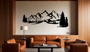 thumb Dağlar 1 Lazer Kesim Metal Tablo