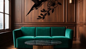 thumb Uçan Kolibri ve Çiçek Metal Tablo