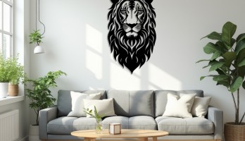 thumb Tribal Kaplan Kafası Lazer Kesim Metal Tablo