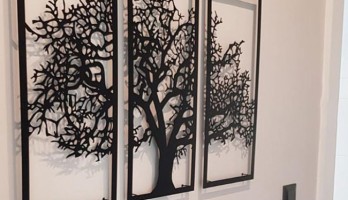 thumb 3 Parça Ağaç Lazer Kesim Metal Tablo Duvar Dekoru