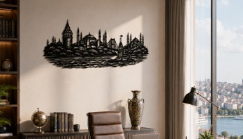 thumb İstanbul Silüeti Lazer Kesim Metal Tablo Şehir Temalı Duvar Dekoru