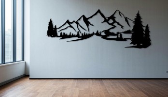 thumb Dağlar 1 Lazer Kesim Metal Tablo