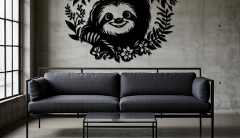 thumb Çelenk içinde Tembel Hayvan Metal Tablo