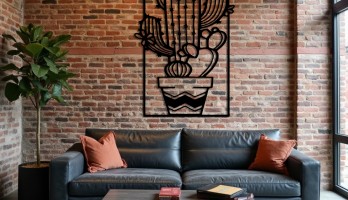 thumb Saksı içinde Kaktüs Metal Tablo