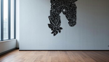 thumb Desenli At Kafası Lazer Kesim Metal Tablo