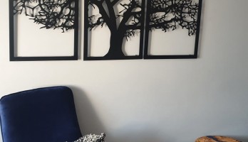 thumb 3 Parça Ağaç Lazer Kesim Metal Tablo Duvar Dekoru