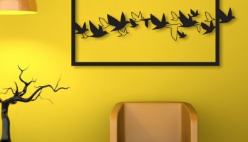 thumb Çerçeveli Özgürlük Kuşları Lazer Kesim Metal Tablo