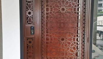 thumb Camlı Giriş Kapısı Lazer Kesim Ferforje