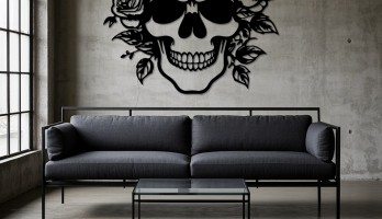 thumb Kuru Kafa ve Güller Lazer Kesim Metal Tablo