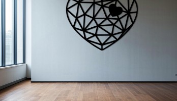 thumb Çizgili Kalp içinde Kalp Lazer Kesim Metal Tablo