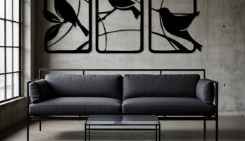 thumb Üçlü Serçe Grubu Lazer Kesim Metal Tablo