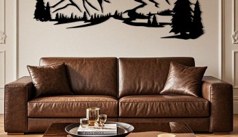 thumb Dağlar 1 Lazer Kesim Metal Tablo