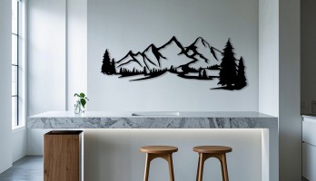 thumb Dağlar 1 Lazer Kesim Metal Tablo