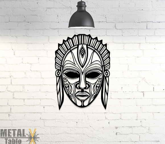 Afrika Maske Lazer Kesim Metal Tablo 2