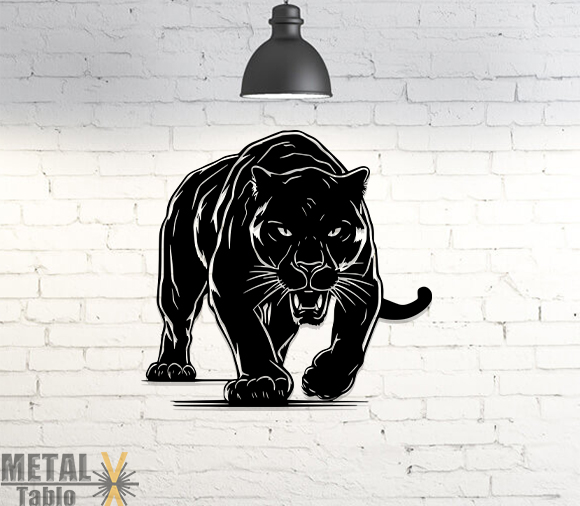 Kara Panter Lazer Kesim Metal Tablo