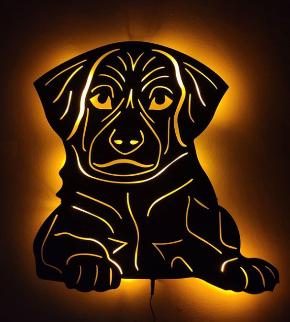 Köpek Yavrusu Ledli Metal Tablo Gece Lambası