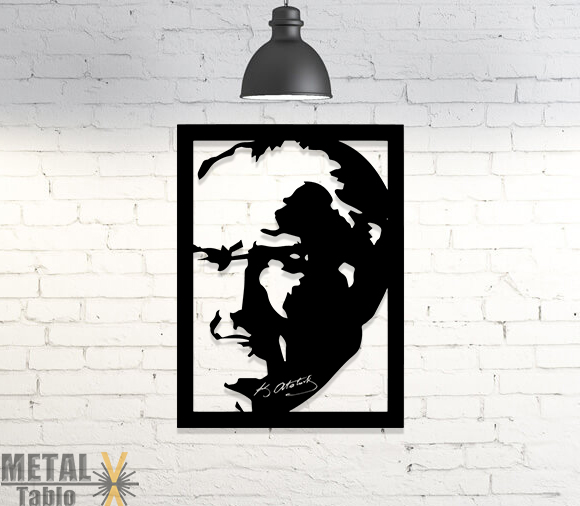 Atatürk Portre Metal Lazer Kesim Duvar Dekoru