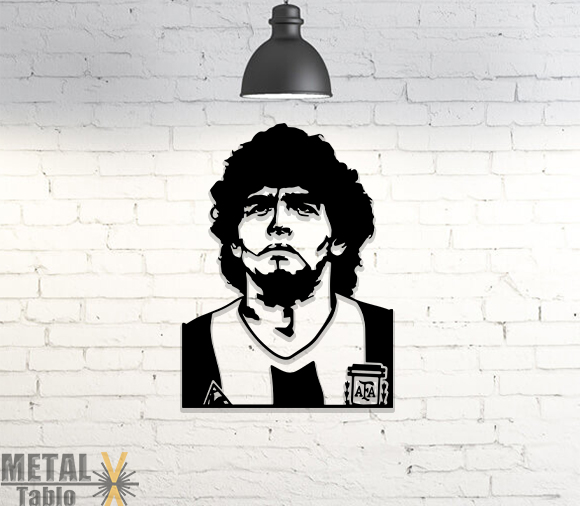 Diego Armando Maradona Lazer Kesim Metal Tablo