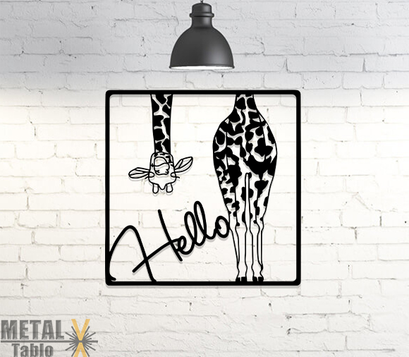 Ters Bakan Zürafa Lazer Kesim Metal Tablo